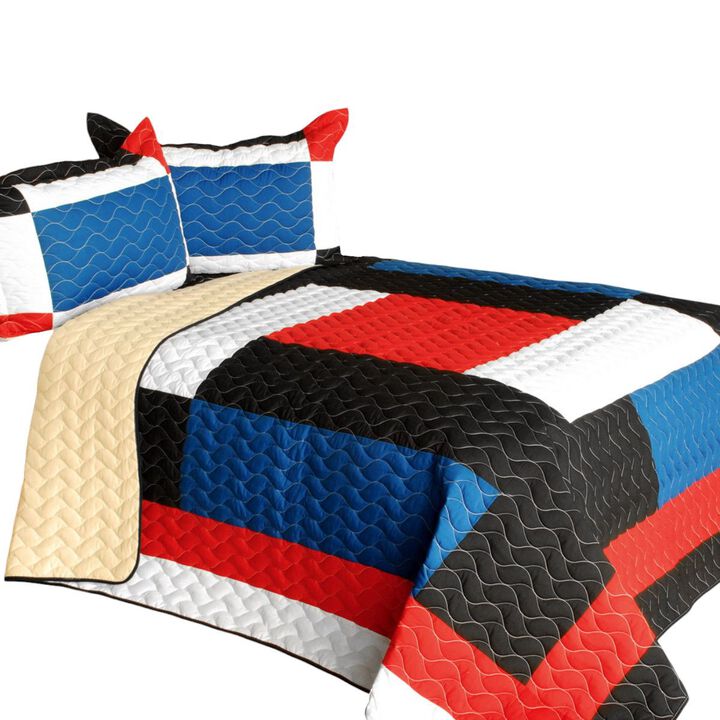 Vermicelli Quilted Patchwork Bedding Set Queen Size Water Ballet Design Set
