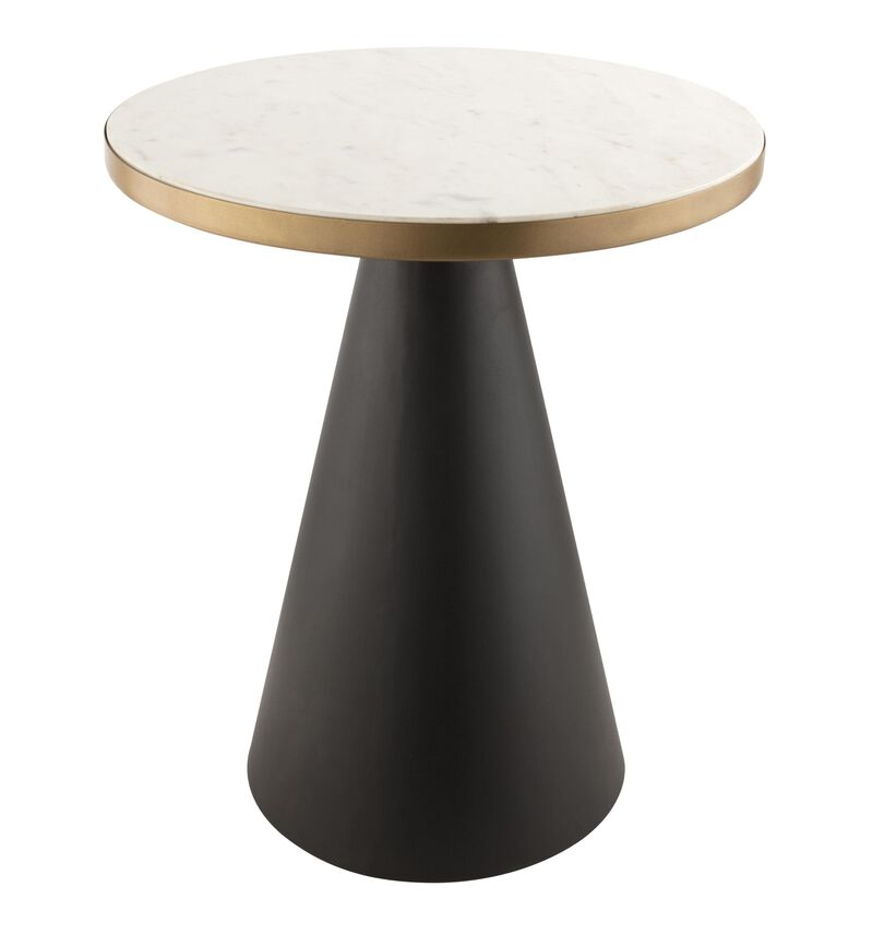 Tov Furniture Richard White Marble Top with Black Conical Metal Base 16" Round Living Room Occasional Table (Side Table) image number 0