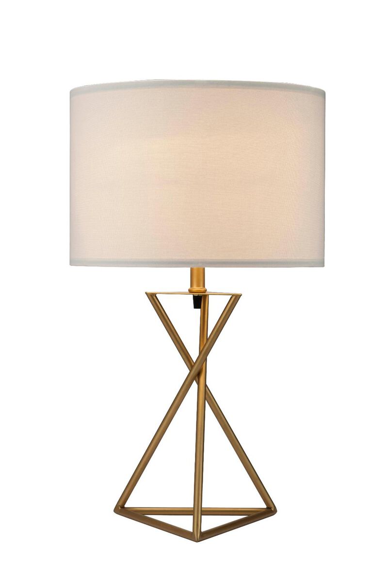 Hivvago Contemporary Gold Geo Table Lamp with White Shade