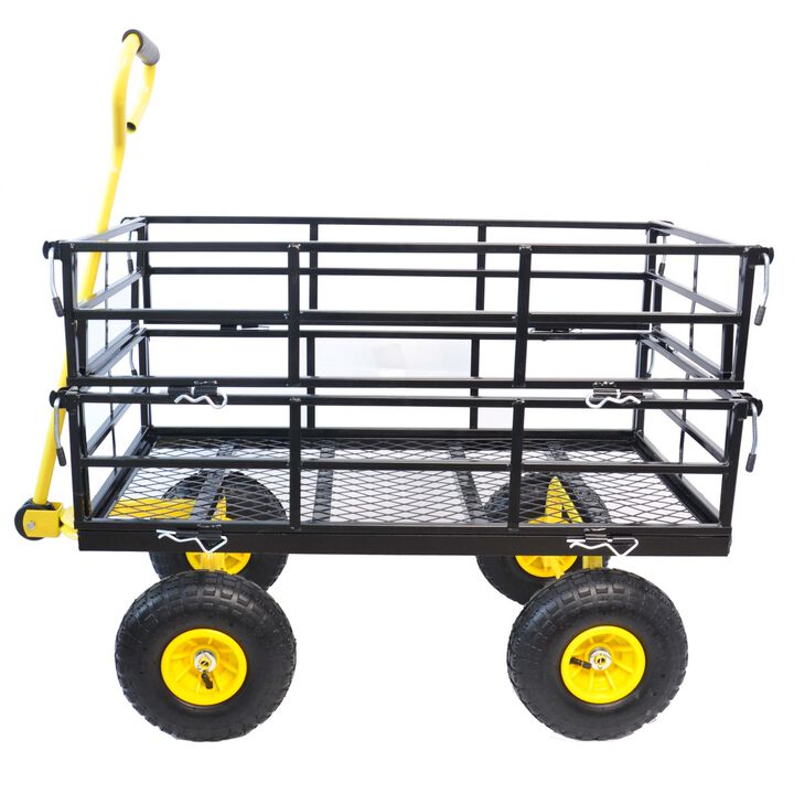 Wagon Cart Garden cart trucks make it easier to transport firewood Yellow+Black