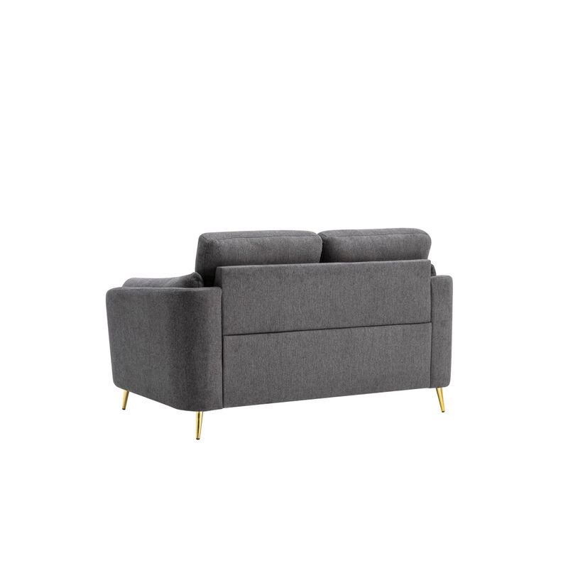 Contemporary 1pc Loveseat Dark Gray with Gold Metal Legs Plywood Pocket Springs and Foam Casual Living Room Furniture