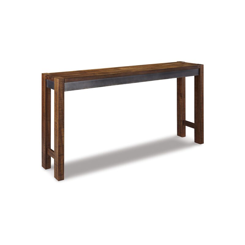 Jin Counter Height 72 Inch Long Slim Table, Distressed Brown Wood image number 0