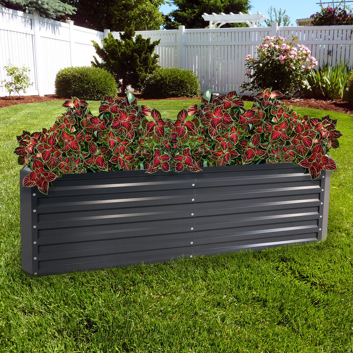 Sunnydaze Galvalume Steel Rectangle Raised Garden Bed - 71 in