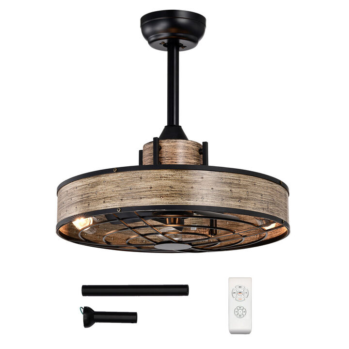 Caged Ceiling Fan with Light and 3 Wind Speeds