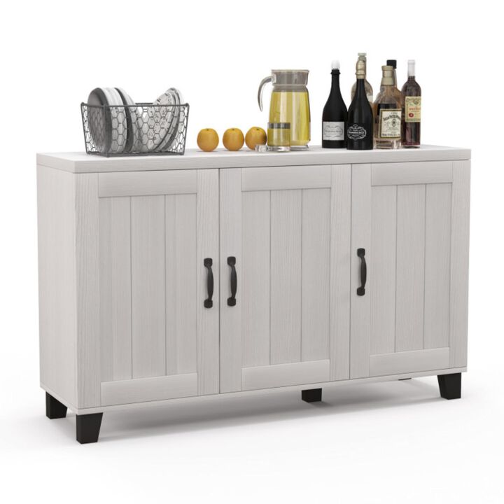 Hivvago 3-Door Buffet Sideboard with Adjustable Shelves and Anti-Tipping Kits