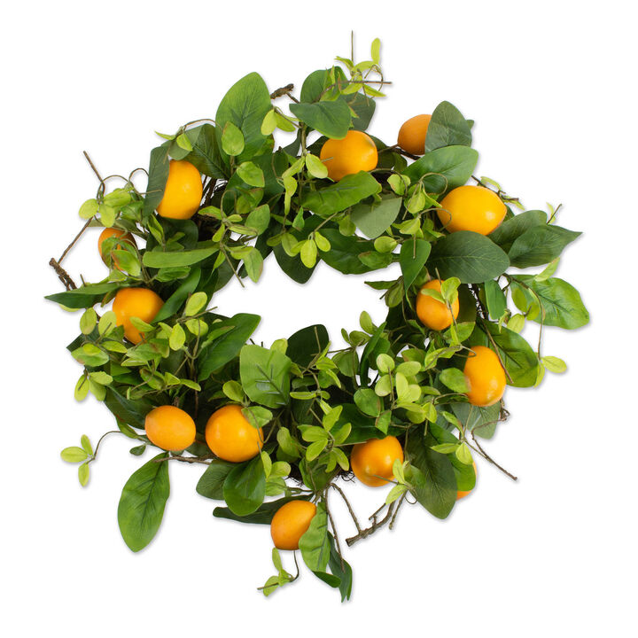 Lemons and Spring Foliage Artificial Wreath  20"