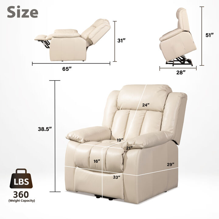 Lift Chair Recliners, Electric Power Recliner Chair Sofa for Elderly, massage and heating(Common, Beige)