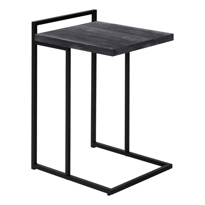 Monarch Specialties I 3633 Accent Table, C-shaped, End, Side, Snack, Living Room, Bedroom, Metal, Laminate, Black, Contemporary, Modern