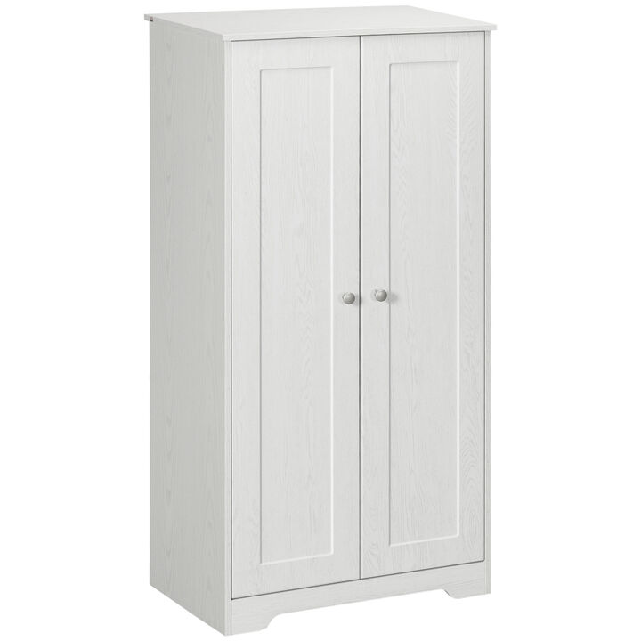 HOMCOM Kitchen Pantry Storage Cabinet, Freestanding Kitchen Cupboard with 2 Doors, Adjustable Shelves for Dining Room, White
