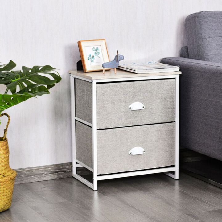 Hivago Metal Frame Nightstand Side Table Storage with 2 Drawers