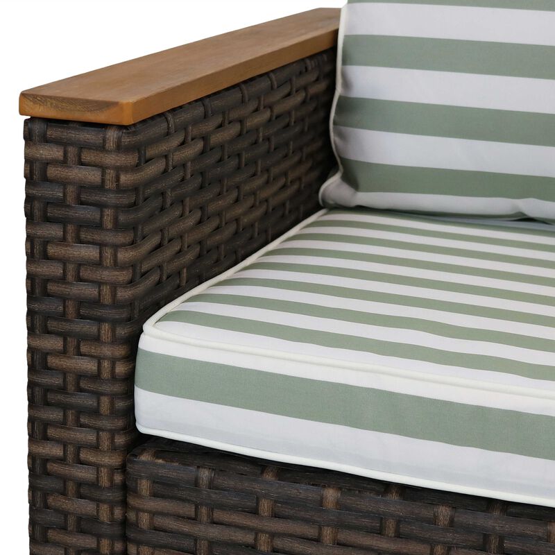 Sunnydaze Kenmare Rattan 4-Piece Patio Furniture Set - Green Stripe