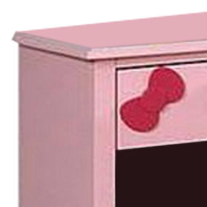 1 Drawer Transitional Wooden Nightstand with Arched Base, Pink-Benzara