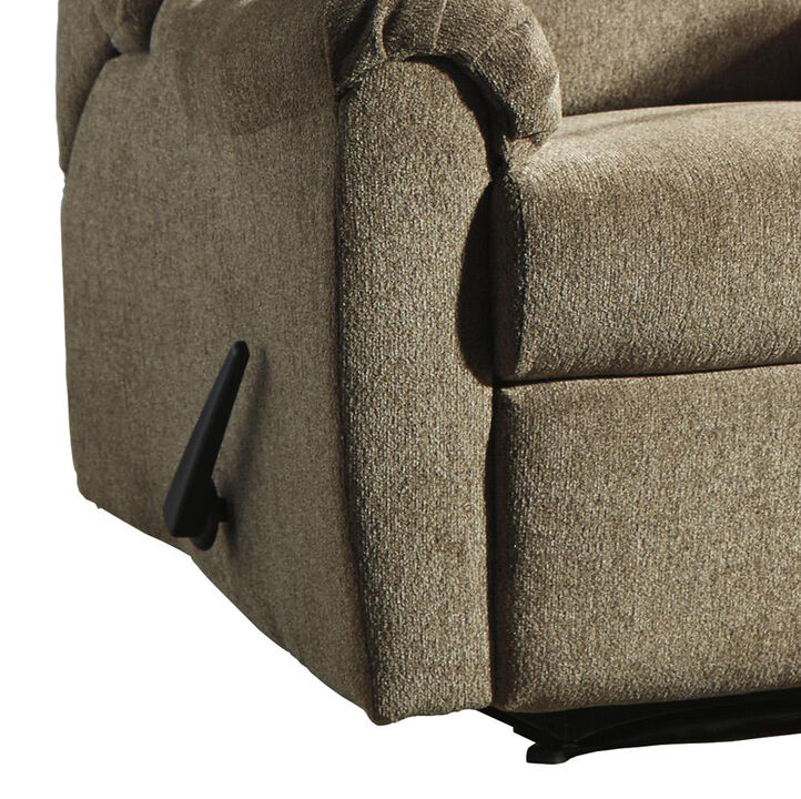 Fabric Upholstered Zero Wall Recliner with Pillow Top Armrests, Beige- Benzara
