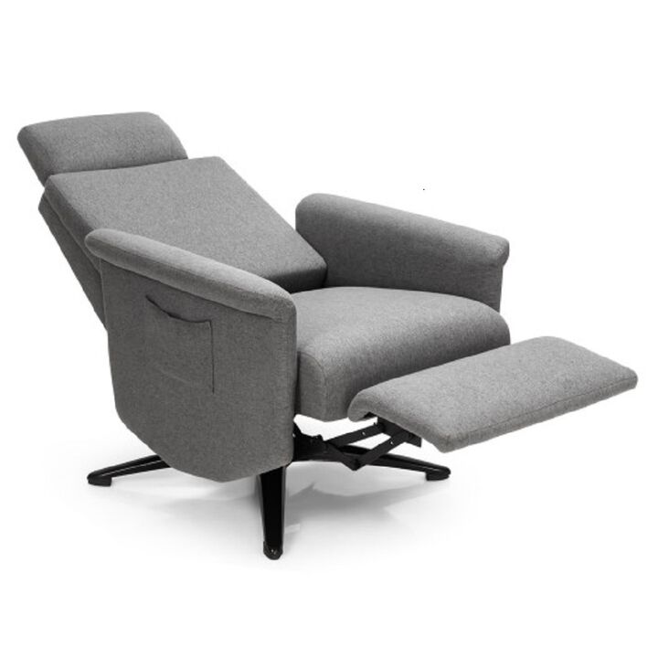 Swivel Massage Recliner Single Sofa with Adjustable Headrest-Gray