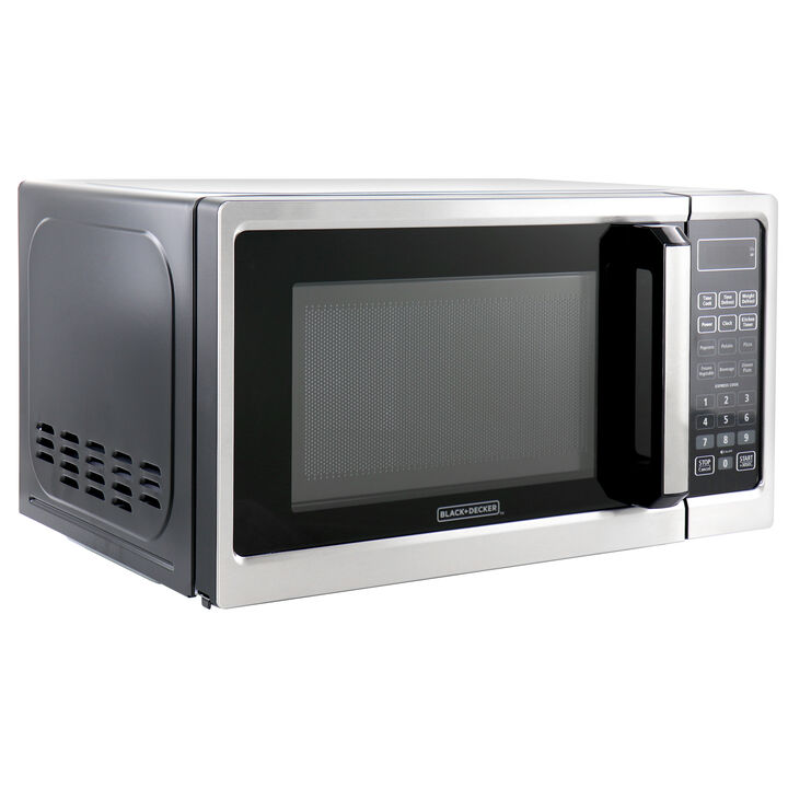 Black + Decker 700W Digital Microwave Oven With Turntable in Stainless Steel
