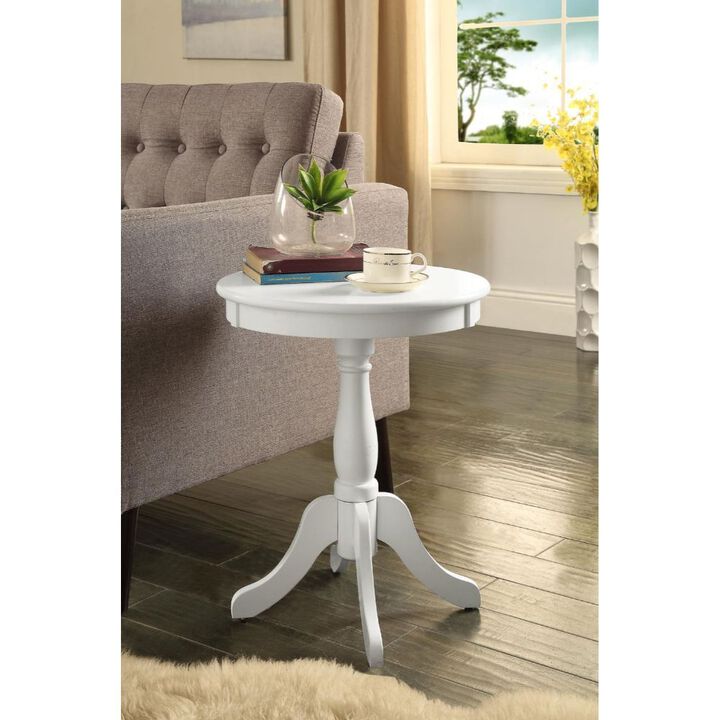 Homezia Cottage White Wood Pedestal Side Or End Table
