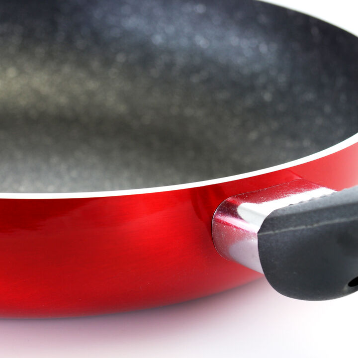 Oster Merrion 9.5 Inch Aluminum Frying Pan in Red with Bakelite Handle
