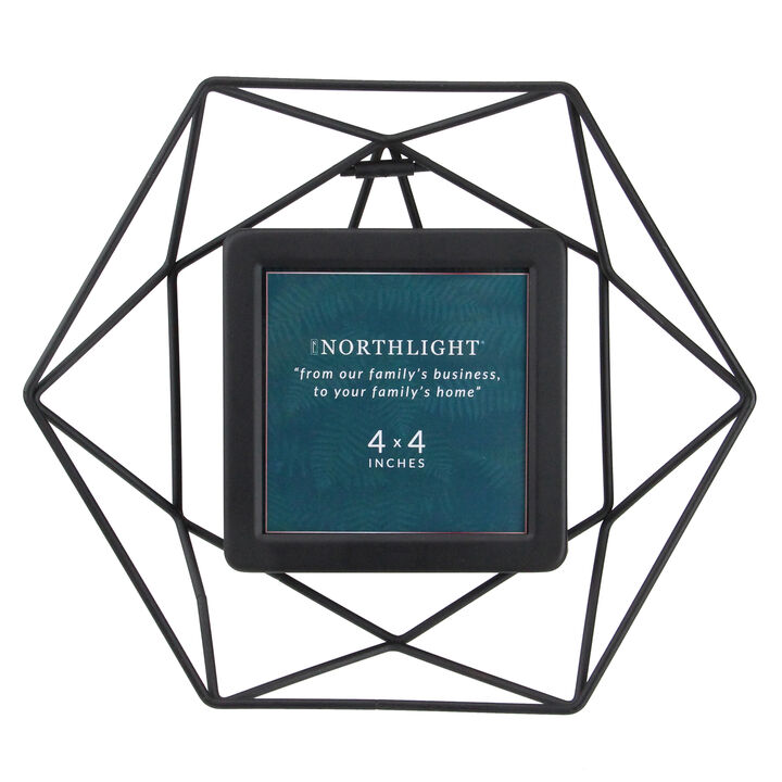 8" Contemporary Hexagonal 4" x 4" Photo Picture Frame - Black