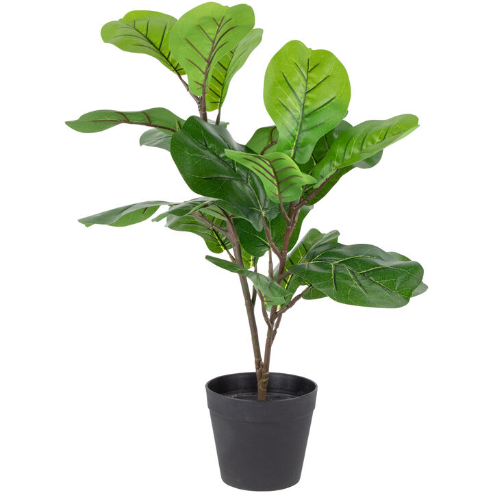 26" Dark Green Artificial Potted Fiddle-Leaf Fig Plant