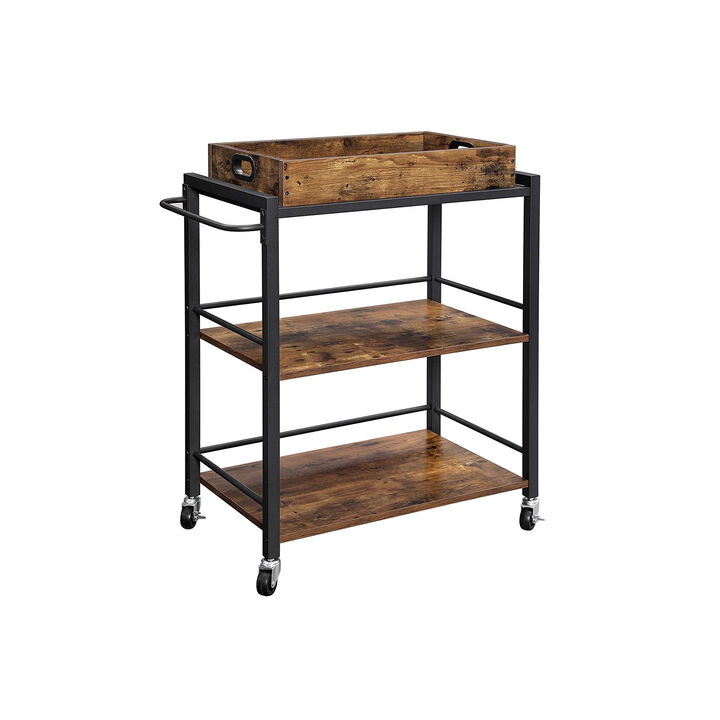 BreeBe Kitchen Serving Cart with Removable Tray