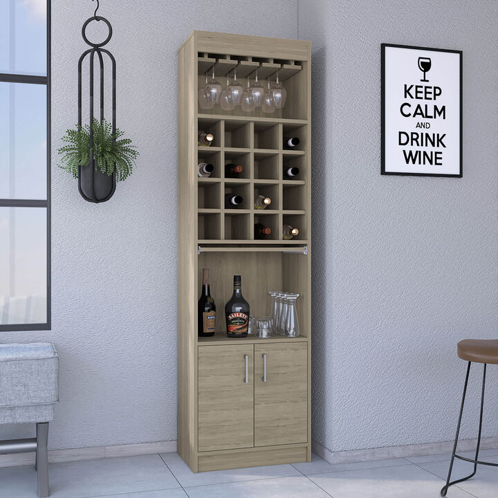 Being Kava Bar Cabinet, Double Door, Two Shelves, Sixteen Built-in Wine Rack -Black