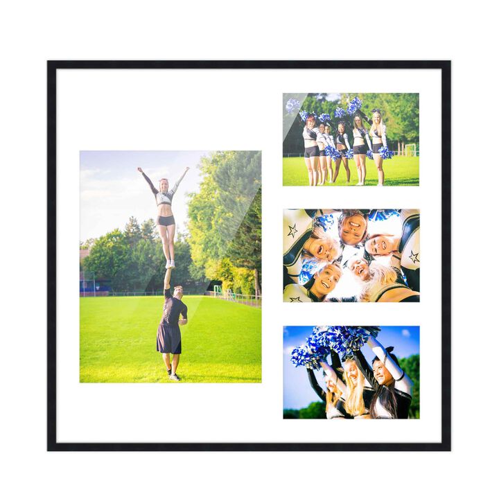 14.5x16 Wood Collage Frame with a White Mat for 8x10 & 4x6 Pictures
