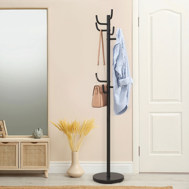 Metal Coat Rack Stand with 8 Sturdy Hooks and Metal Base