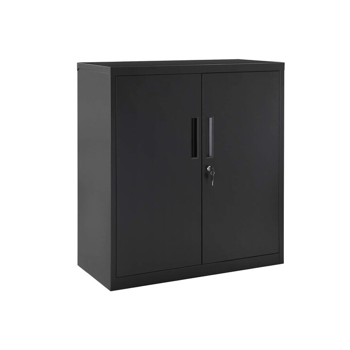 Hivvago Black Steel Storage Cabinet with Lock