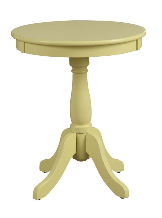 Homezia Light Yellow Solid Wooden Pedestal Side Table