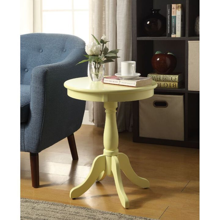 Homezia Light Yellow Solid Wooden Pedestal Side Table