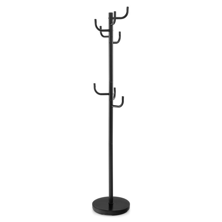 Metal Coat Rack Stand with 8 Sturdy Hooks and Metal Base