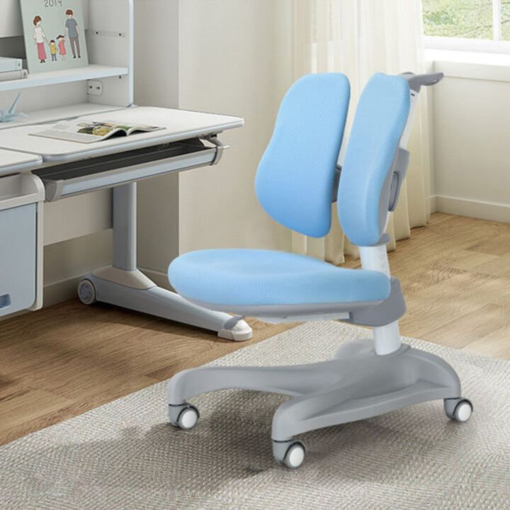 Adjustable Height Student Chair with Sit-Brake Casters and Lumbar Support for Home and School