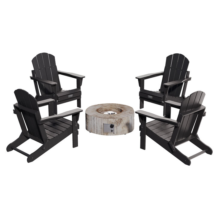 5-Piece Adirondack Chairs with Fire Pit Patio Conversation Set