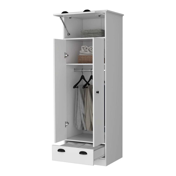 Lakewood Double Door and 1-Drawer Armoire White