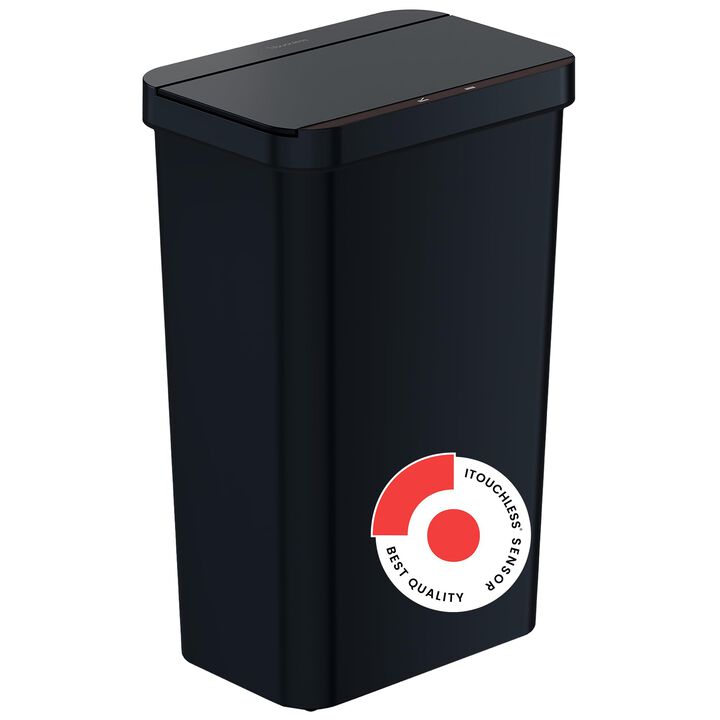 iTouchless 13.2 Gallon / 50 Liter Prime Plastic Sensor Trash Can (Black)