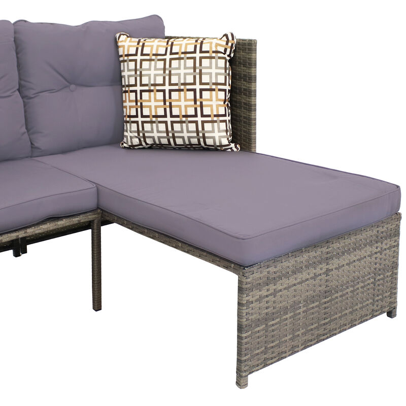 Sunnydaze Longford Rattan Patio Chaise Sofa Sectional Set