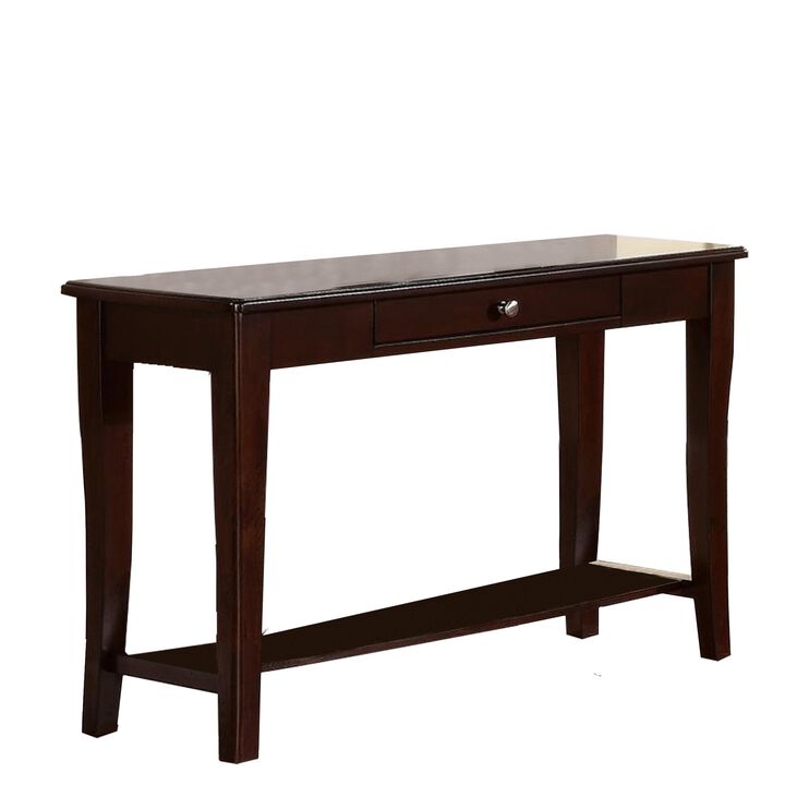 Wooden Console Table With One Drawers Brown-Benzara