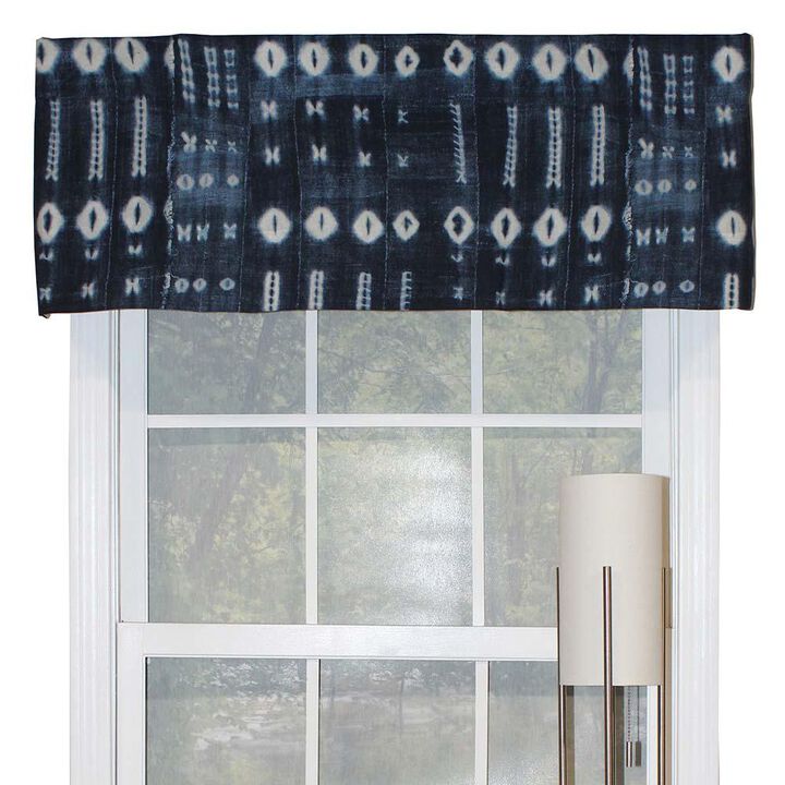 RLF Home Binary Tailored Window Treatment Valance 3" Rod Pocket 50" x 14" Navy Blue