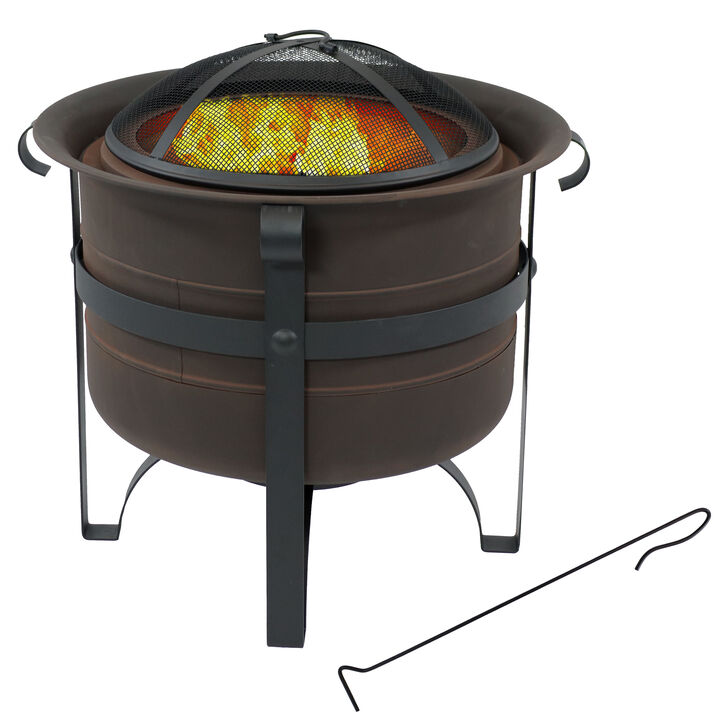 Sunnydaze Steel Cauldron-Style Smokeless Fire Pit with Spark Screen