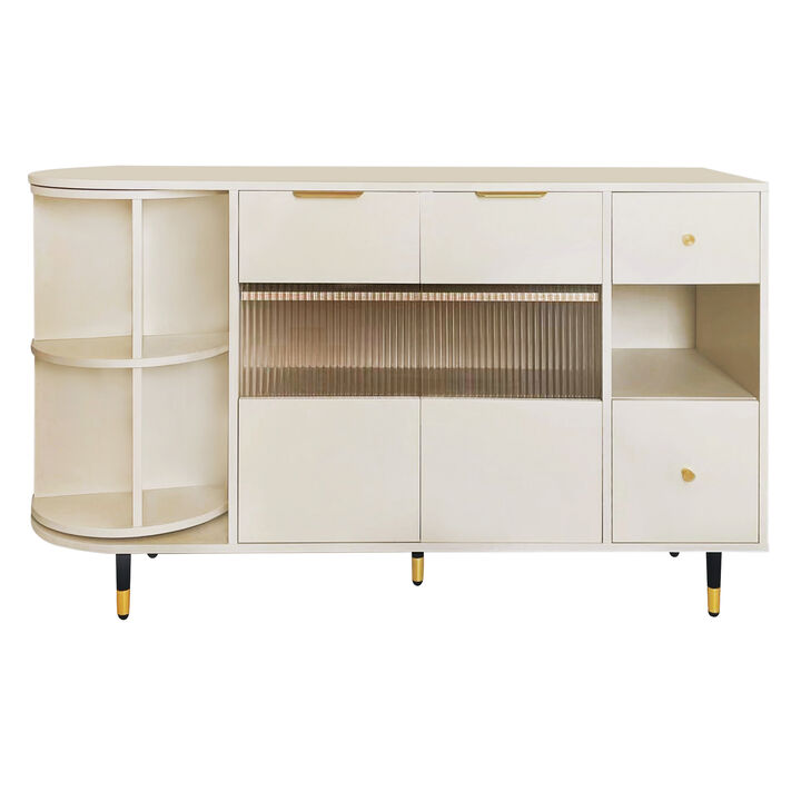 Merax Rotating Storage Cabinet with 2 Doors and 2 Drawers, Suitable for Living Room
