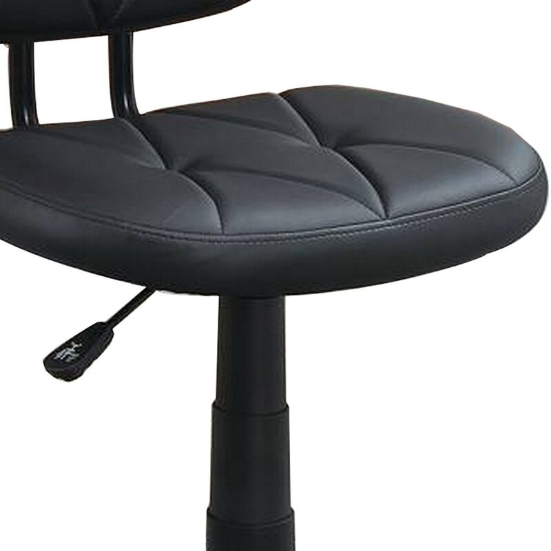 Office Chair with Adjustable Height and Diamond Stitch, Black-Benzara