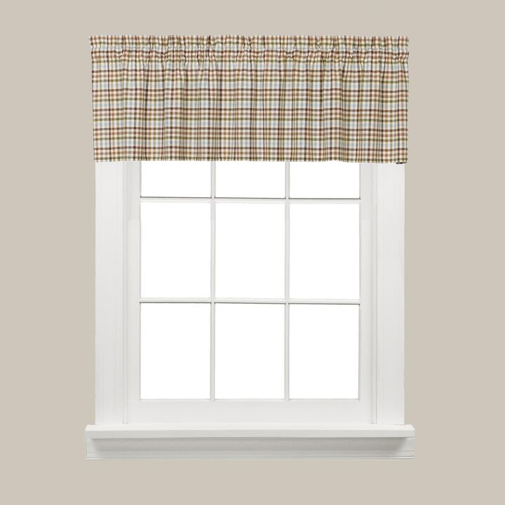 Saturday Knight Ltd Dexter Collection High Quality Dyed Gingham Look Window Valance With 1.5" Rod Pocket - 58x13", Green