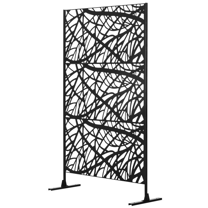Outsunny Decorative Outdoor Privacy Screen, See-Through Outdoor Divider/Separator with Twisted Branch Motif for Fun Shadows or Climbing Plant Trellis, Fence Panel for Garden Walkway, Backyard, 6.5FT