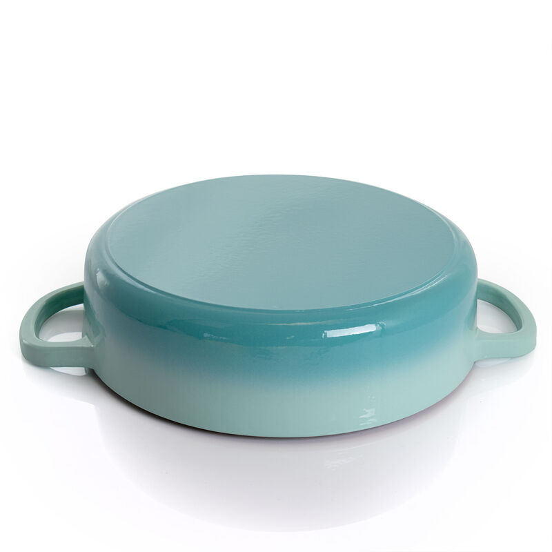 Crock Pot Artisan 5 Quart Round Enameled Cast Iron Braiser Pan with Self Basting Lid in Aqua Blue