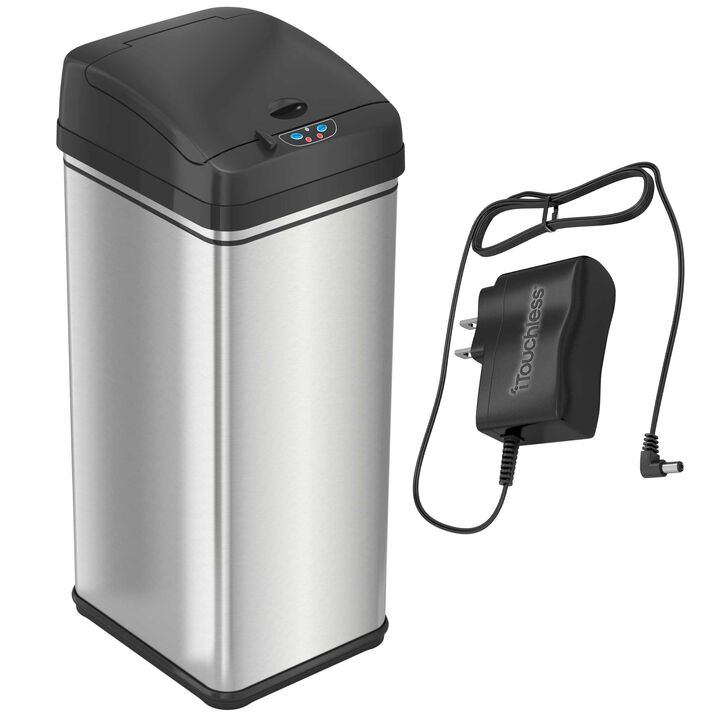 iTouchless 13 Gallon Sensor Trash Can with AC Power Adapter