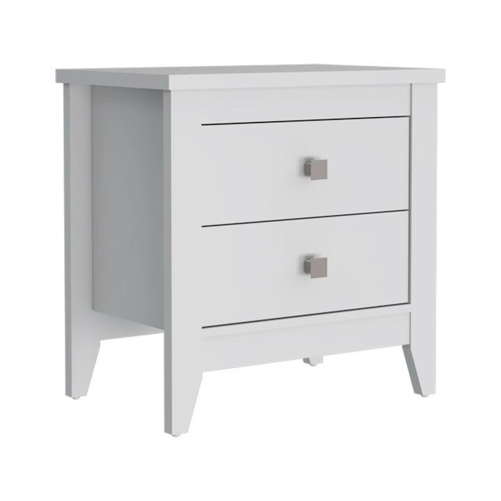 DEPOT E-SHOP Oasis Nightstand, Two Shelves, Four Legs, Superior Top, White