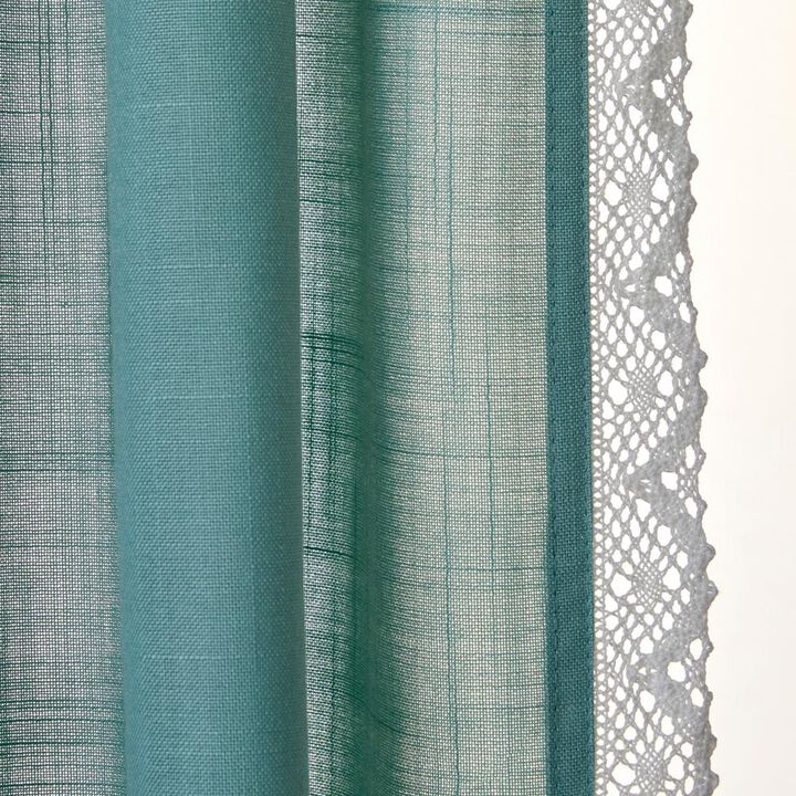 SKL Home By Saturday Knight Ltd Catherine Crochet Window Curtain Panel Pair - 2-Pack - 104X84", Teal