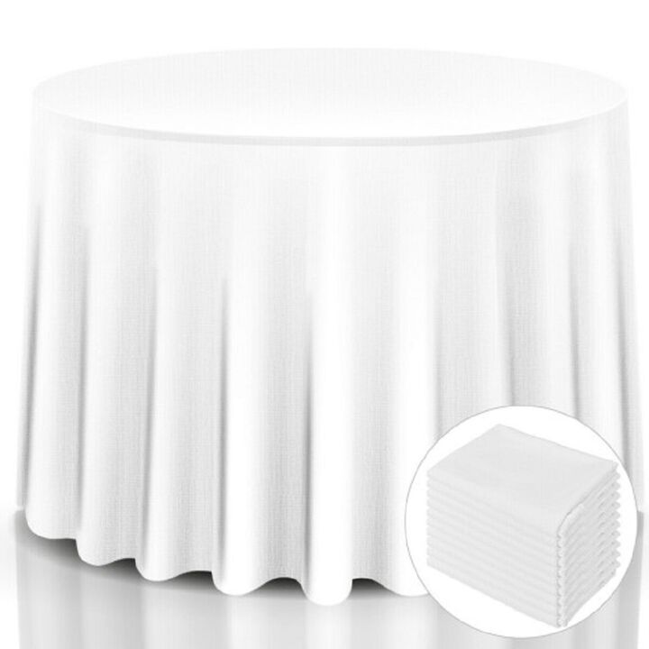 10 pcs 90" Home Restaurant Polyester Round Tablecloth-White