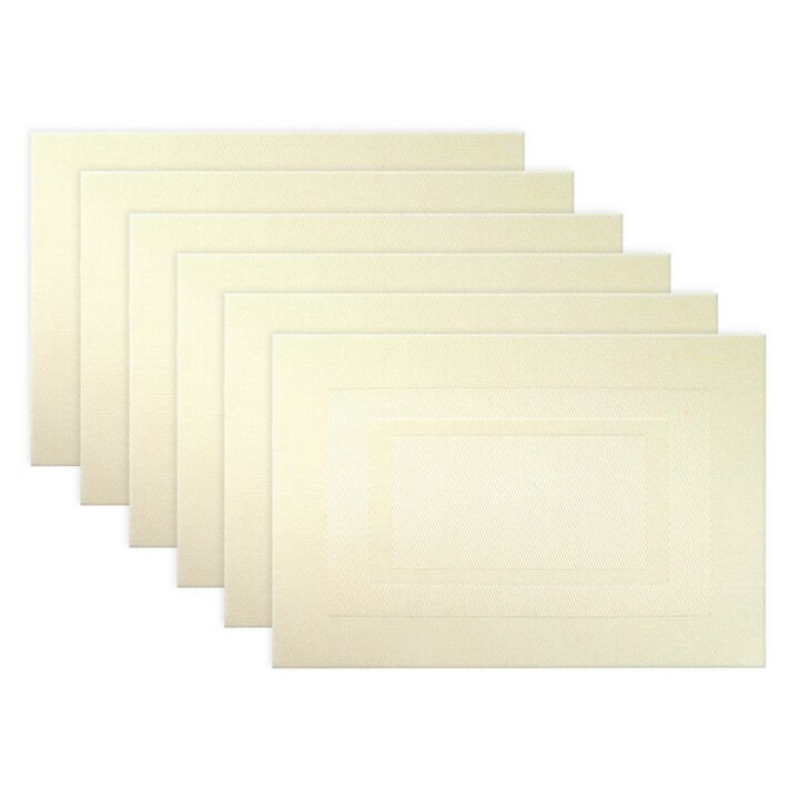 Set of 6 White Double Frame Textures Placemats 19"