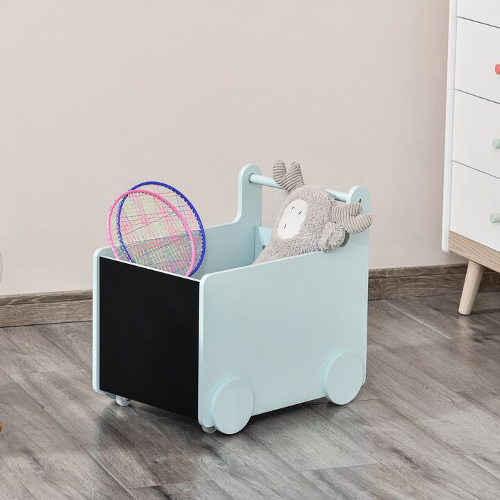 s Kids' Storage Cabinet, Organize Books, Toys, and Crafts, Safely Transport With Included Wheels, Blue 18.5"L x 13.75"W x 18"H